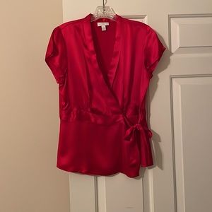 Red, 100% silk women’s blouse